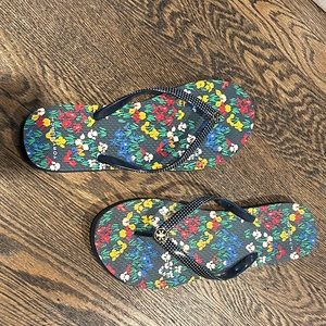 Tory Burch printed pool flip flops